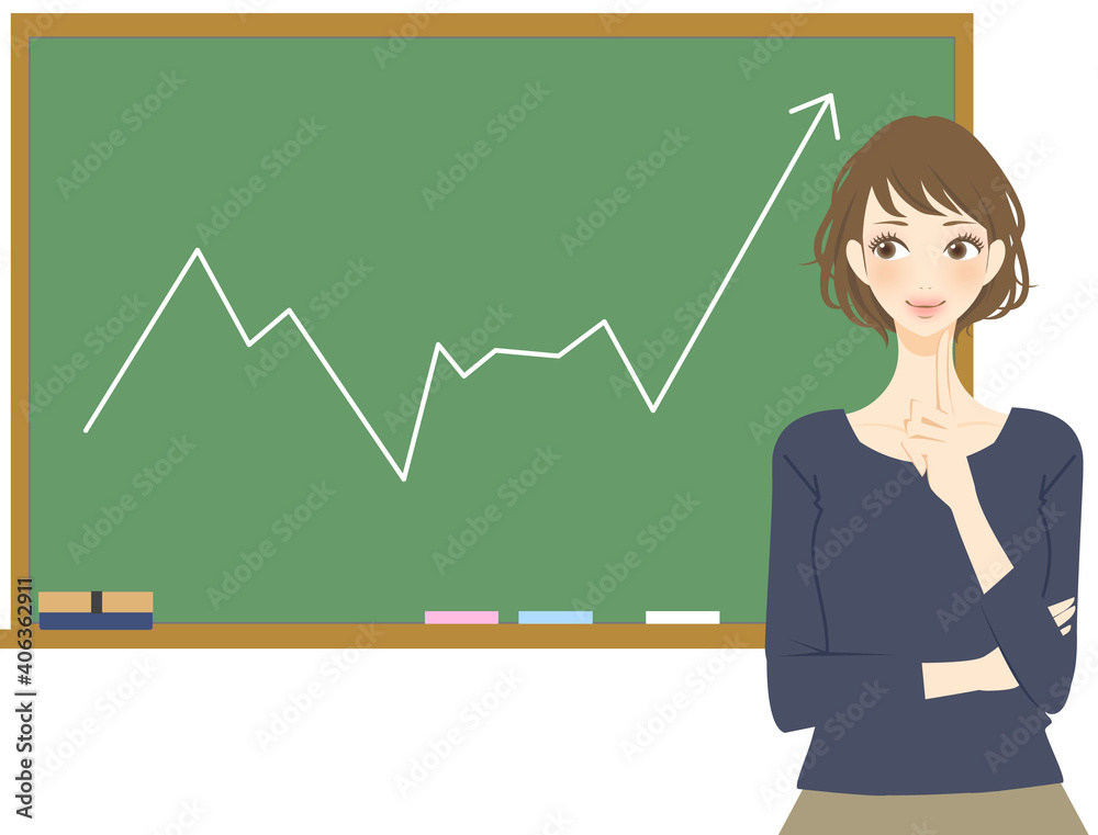 チャートを見る女性　資産運用を学ぶ　解説