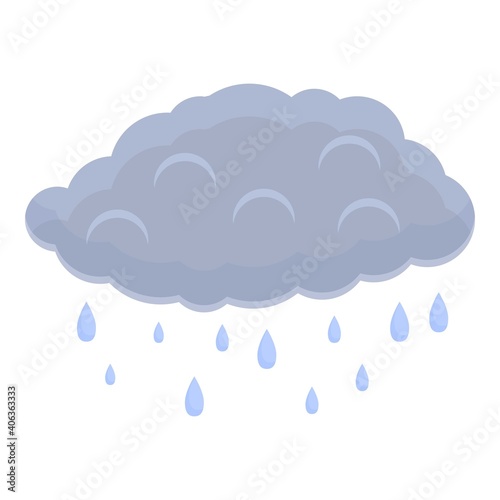 Rain drops cloud icon. Cartoon of rain drops cloud vector icon for web design isolated on white background