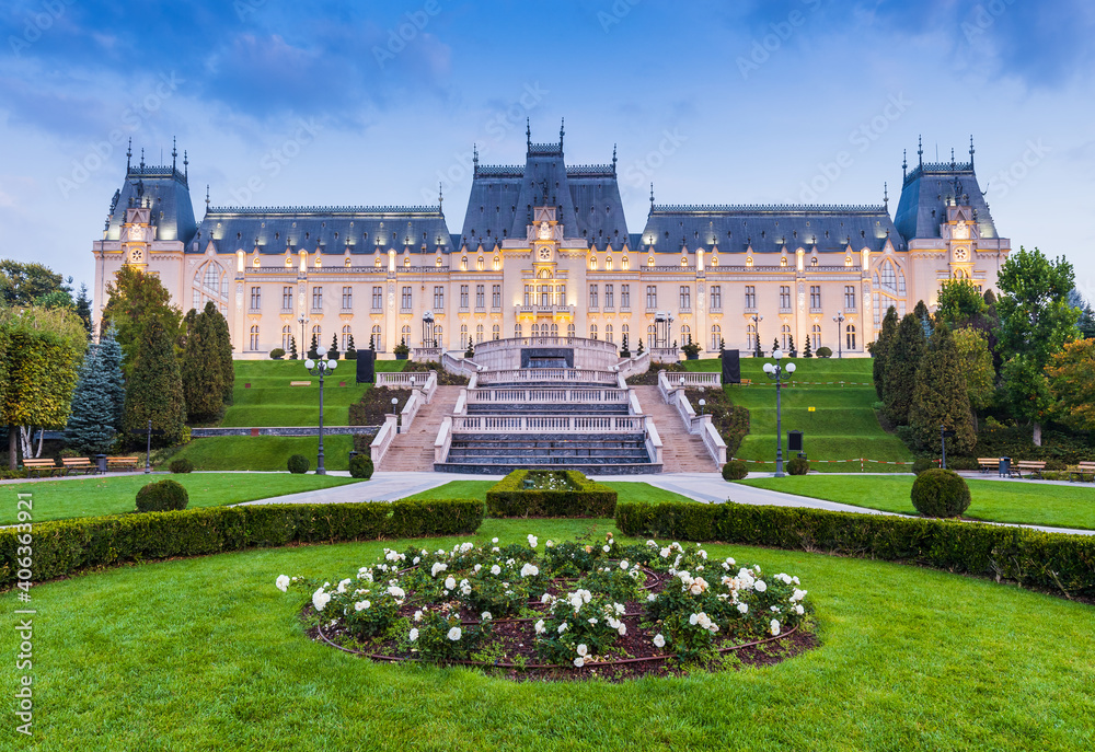 Iasi, Romania. Garden of the Palace of Culture