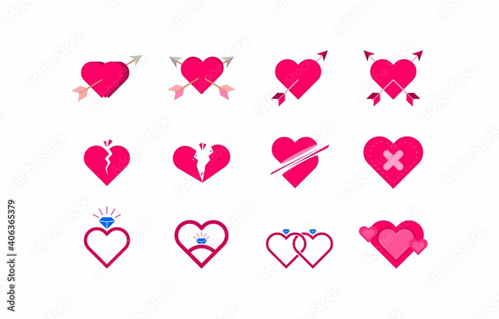 Vector of Love Illustration Icon Clip Art Bundle Set