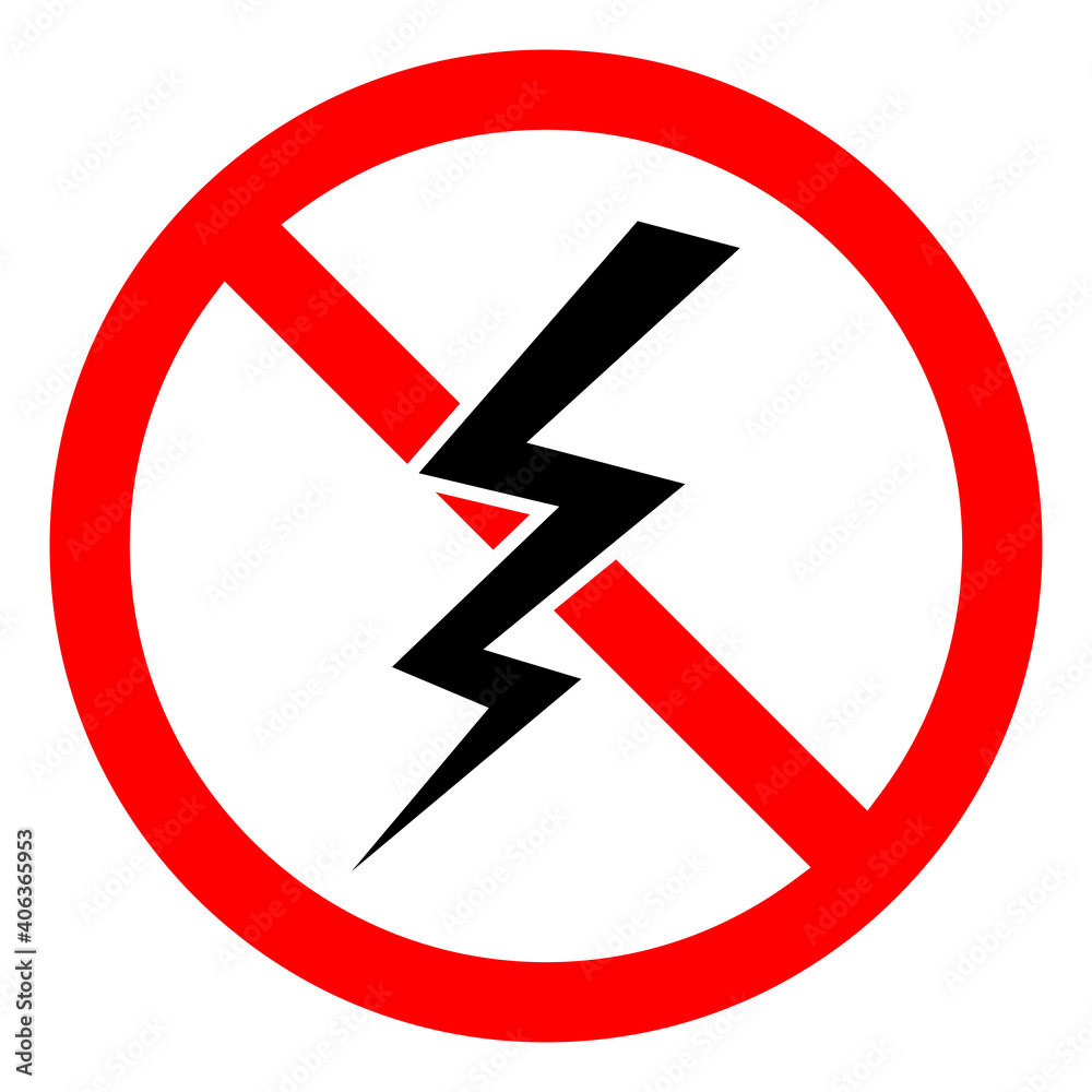 Lightning ban icon. Lightning is prohibited. Stop lightning icon. Lightning ban icon. Lightning is prohibited. Stop lightning icon.
