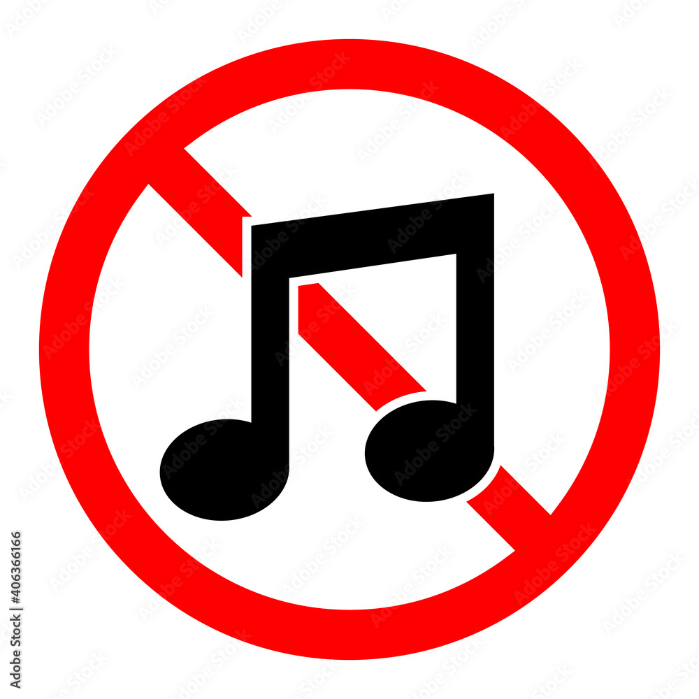 Sound ban icon. Music is prohibited. Stop music icon. Vector illustration. Sound ban icon. Music is prohibited. Stop music icon. Vector illustration.