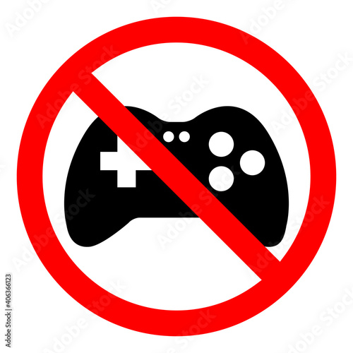 No gaming sign. Game joystick icon. Game is prohibited.