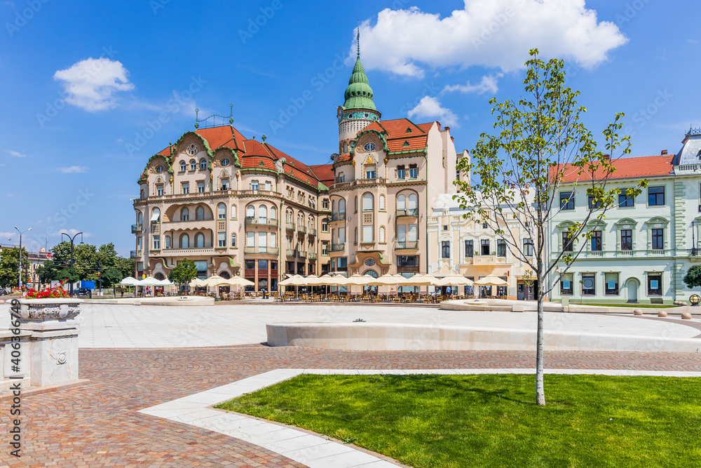 Oradea, Romania. Union square (Piata Unirii) in the Old Town.