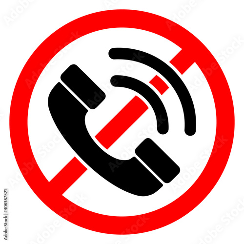 Stop phone sign. No phone. Forbidden cell phone sign. Vector illustration.
