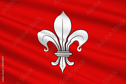 Flag of Lille in Nord of Hauts-de-France is a Region of France photo