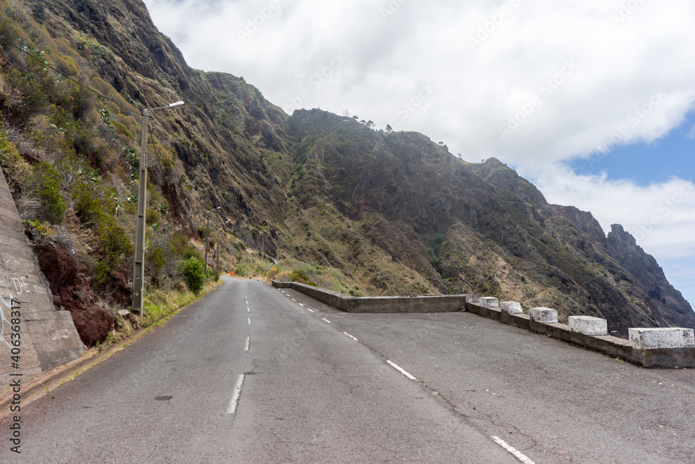 Steep mountain street on Madeira Island