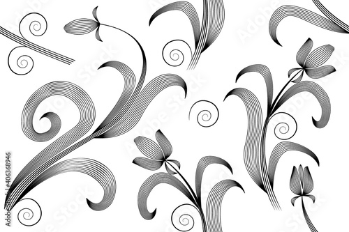 abstract black and white floral background