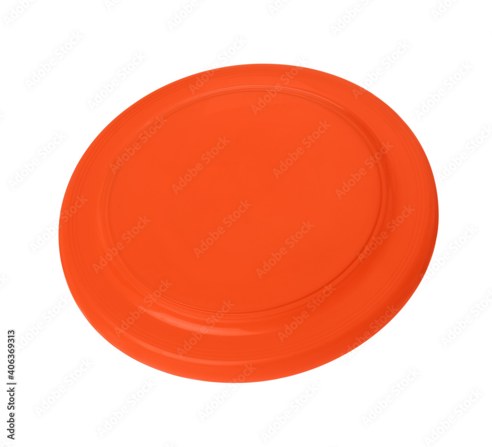 Orange plastic frisbee disk isolated on white Orange plastic frisbee disk isolated on white
