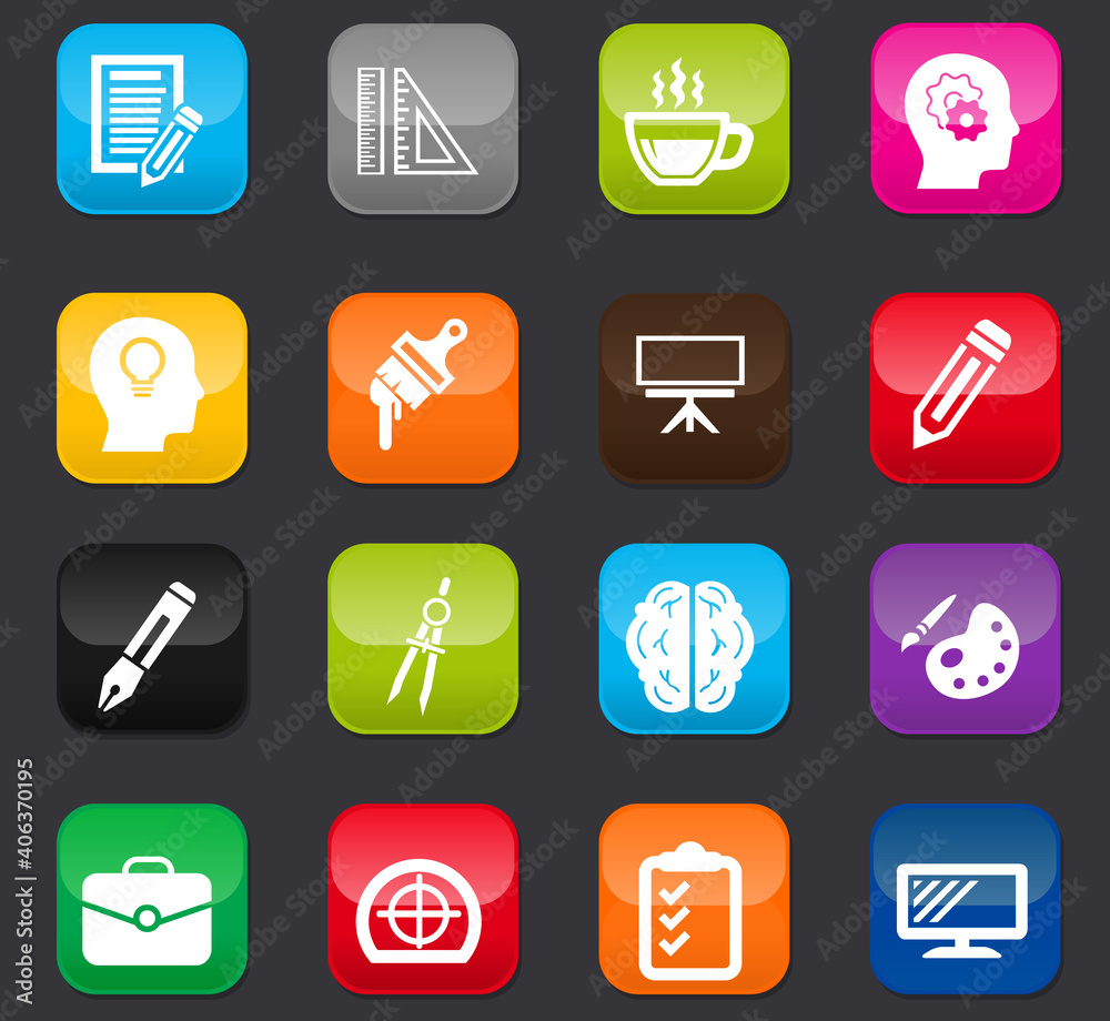 Creative process icons set Creative process icons set