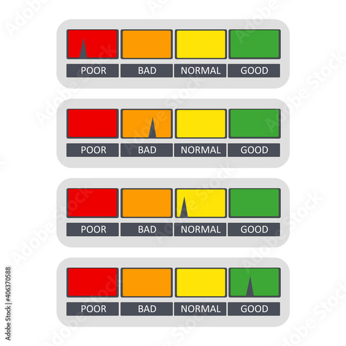 Bar credit rating, colored indicate with arrow