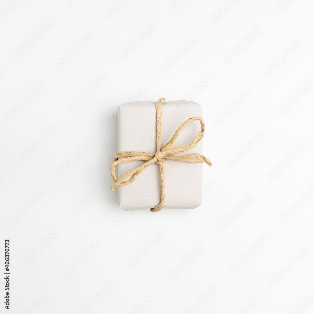 Gift box isolated on white background. top view, copy space Gift box isolated on white background. top view, copy space