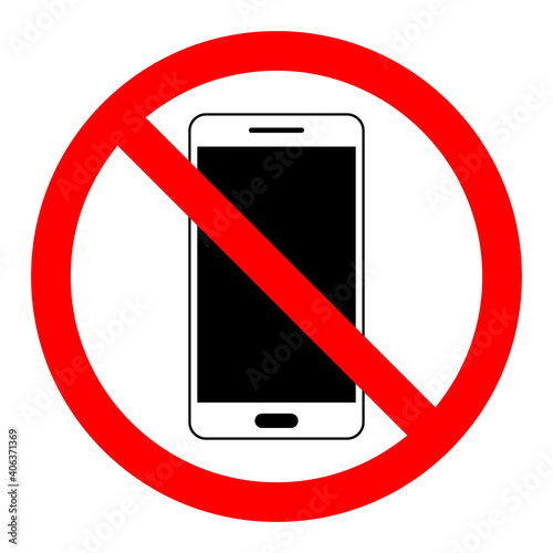 Stop phone sign. No phone. No smartphone sign. Vector illustration.