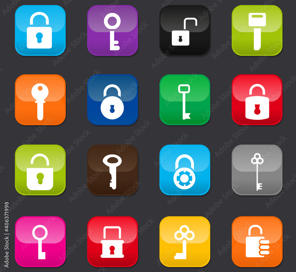 Lock and Key icons set Lock and Key icons set