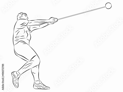 illustration of Hammer thrower , vector drawing