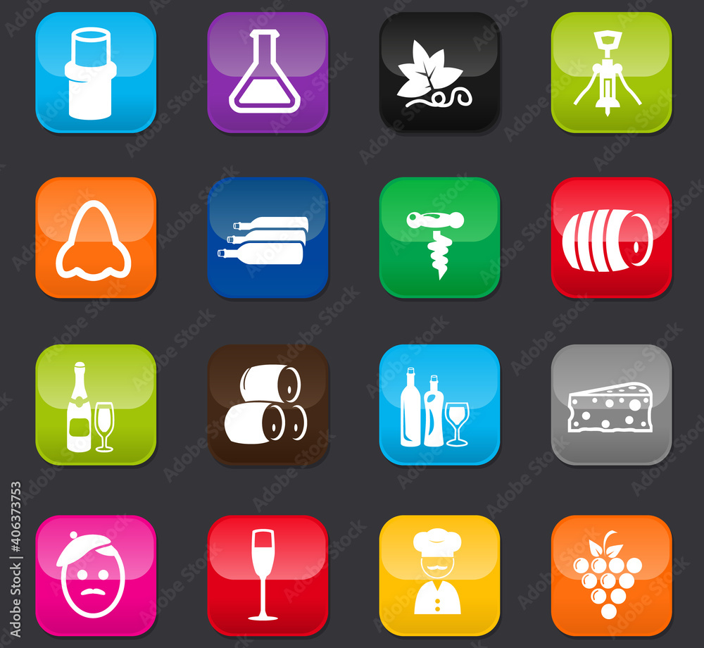 Vineyard and Wine icons set Vineyard and Wine icons set