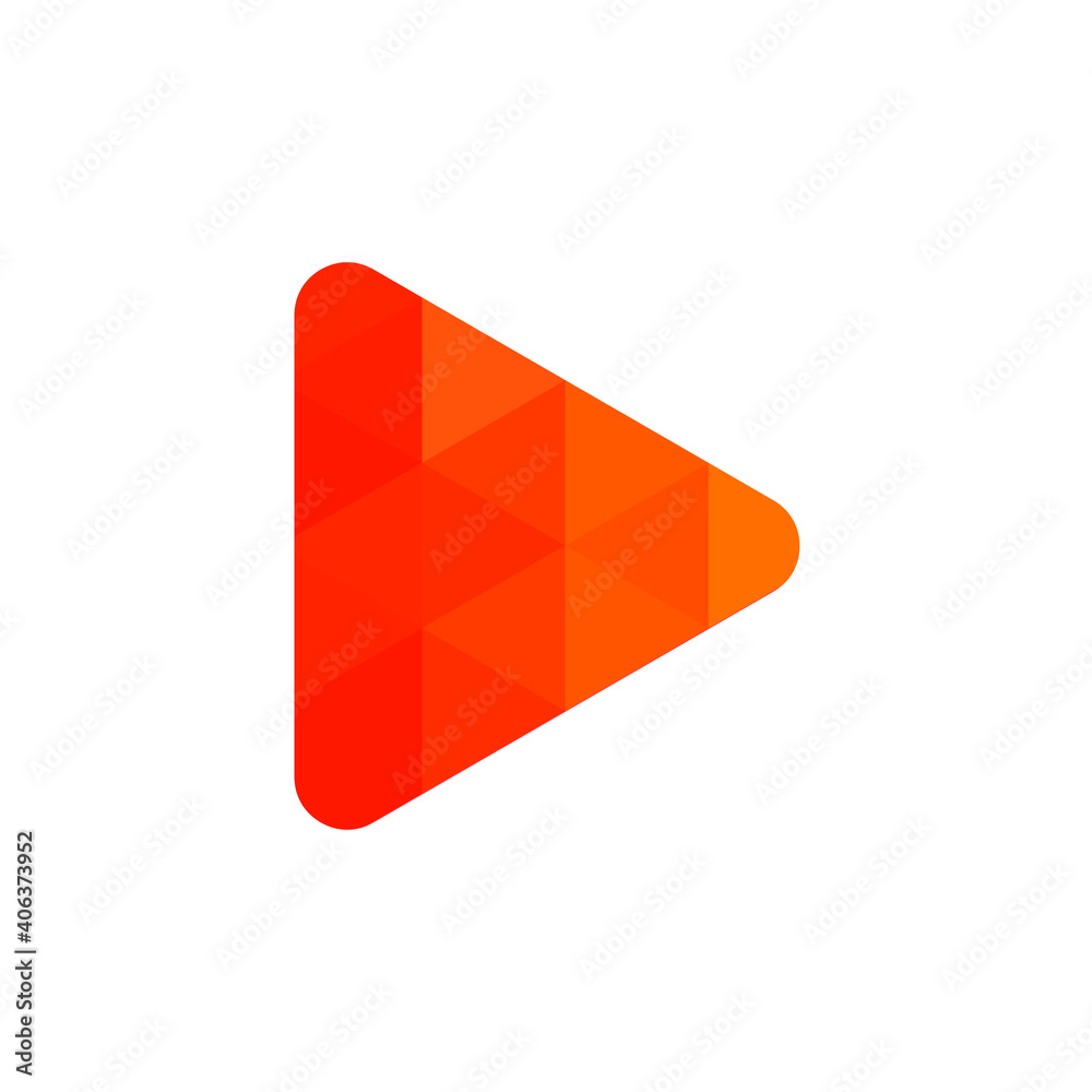 Triangular Play Button Icon Logo Design Concept Stock Vector | Adobe Stock