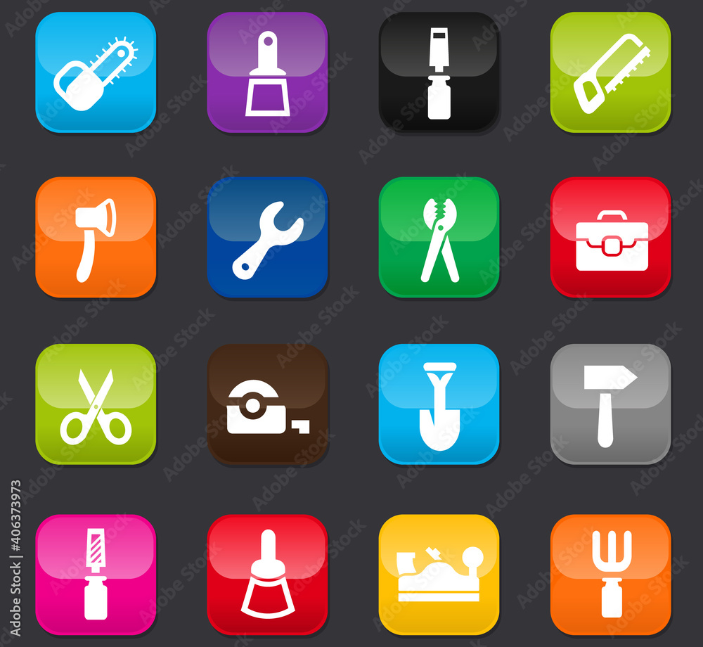 Work tools icons set Work tools icons set