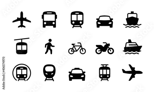 Print op canvas Set of Public Transportation related icons