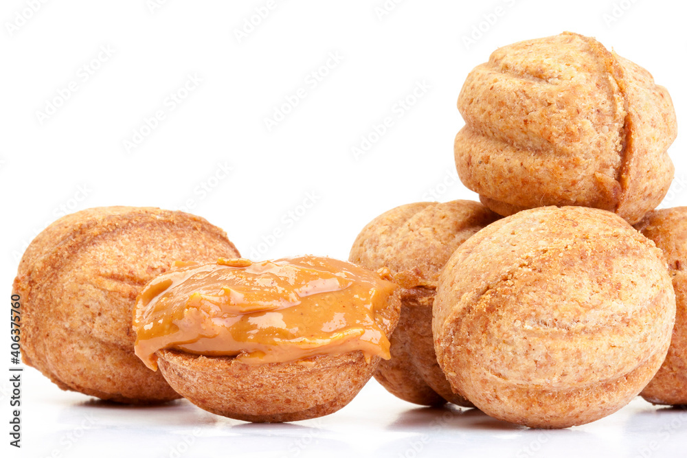 baking walnut cookies isolated on white background