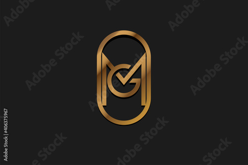 Abstract Initial G and M Logo, Gold Line Monogram style, usable for brand, card and company, logo design template element,vector illustration
