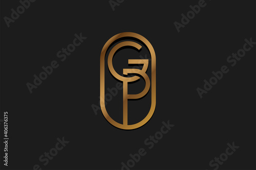 Abstract Initial G and P Logo, Gold Line Monogram style, usable for brand, card and company, logo design template element,vector illustration