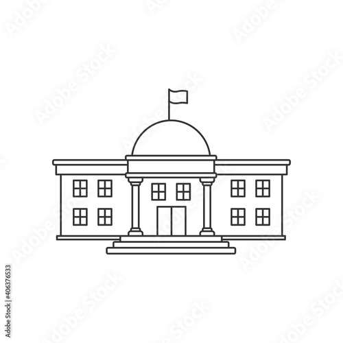 City hall building vector illustration in simple line art style isolated on white background. Linear style of city hall icon