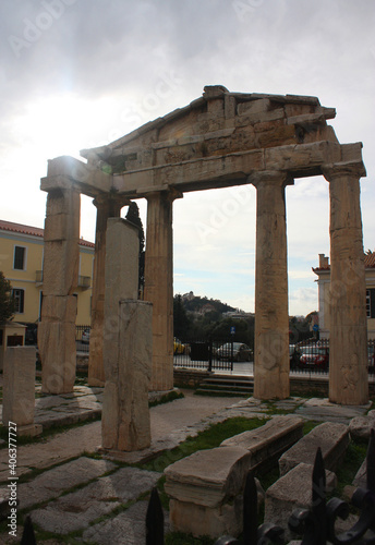 Columns at Agora near Plaka in Athens, Greece	
