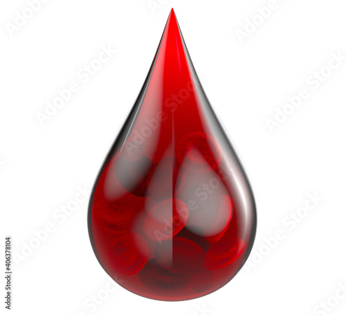 A drop of blood, isolated on white photo