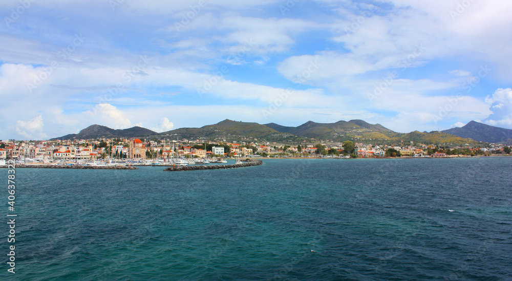 Port of Aegina Island in Greece	
