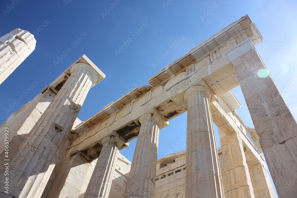 Architectural detail of the temple of Acropolis in Athens, Greece Architectural detail of the temple of Acropolis in Athens, Greece