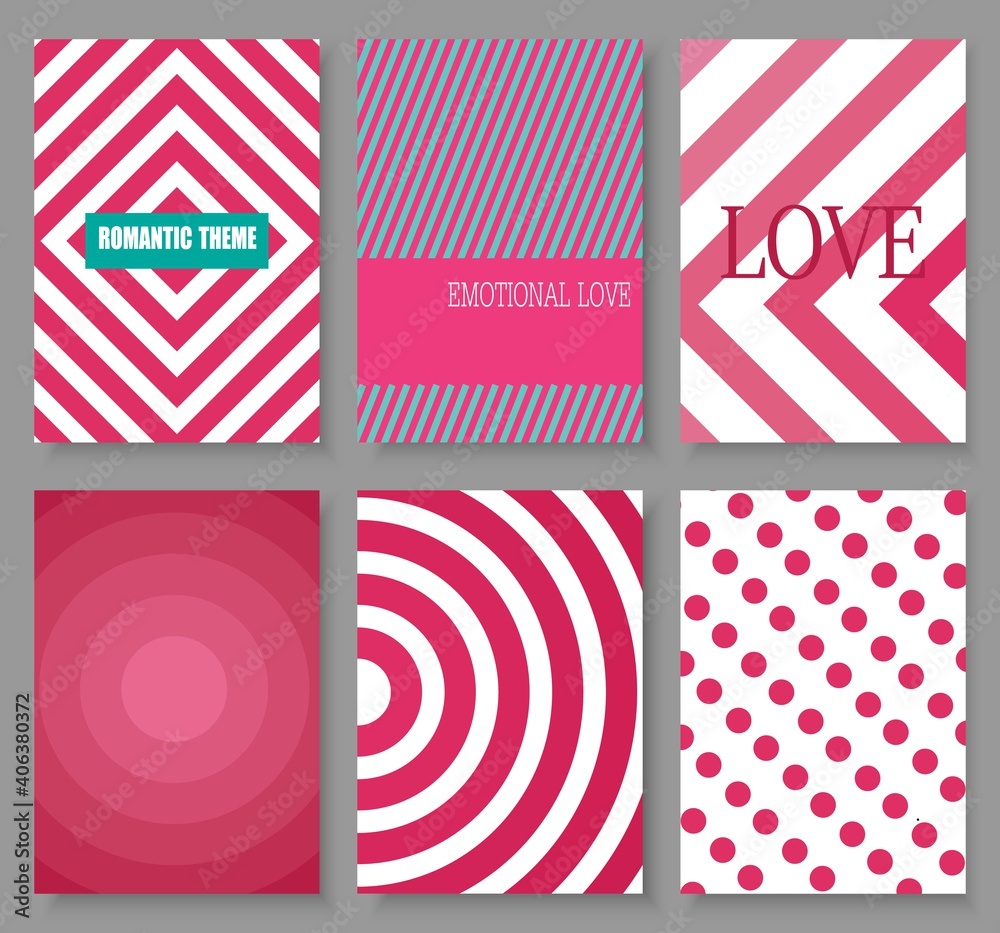 Set of Valentine Card with Pink Theme Set of Valentine Card with Pink Theme