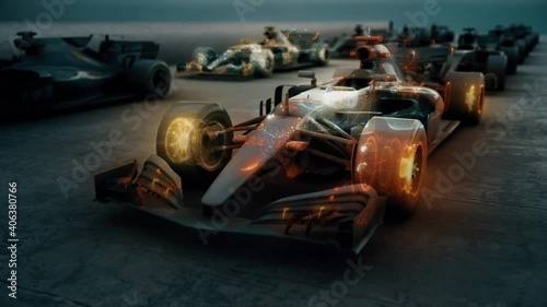 Formula 1 Racing Bolids 4k. High quality 4k footage