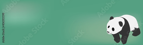 Cute panda baby vector graphic illustration, copy space, web banner, web header, footer, flier, green, frame, copy space, vector illustration, graphic, landscape, background material, kid