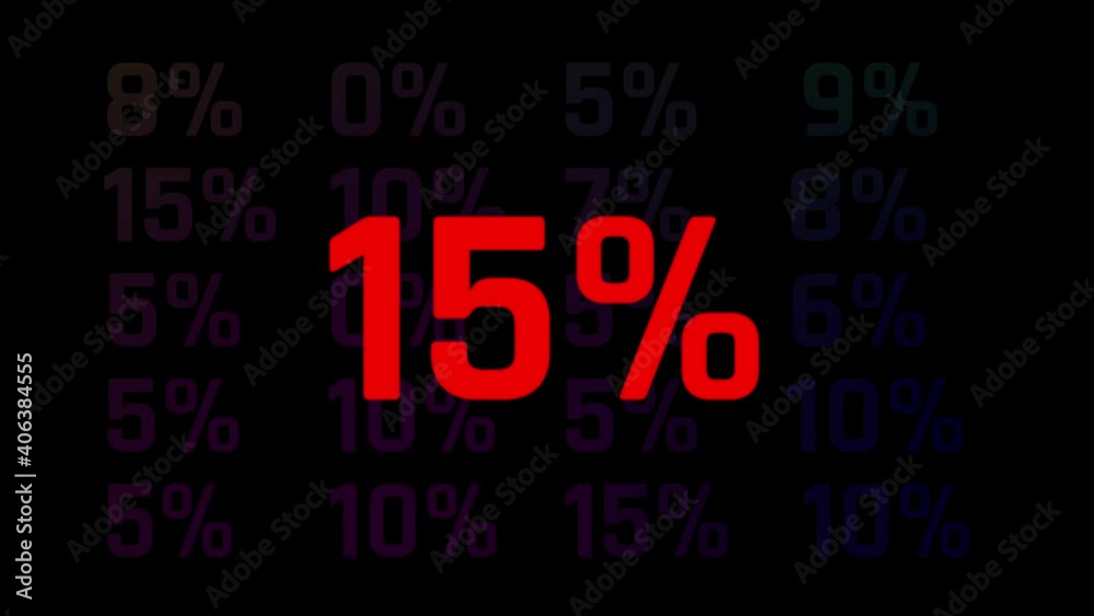 15 percent discount animation on black background 15 percent discount animation on black background