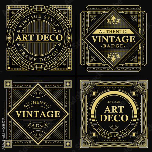 Vintage gold art deco badge Premium Vector