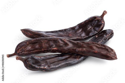 Wallpaper Mural Ripe carob pods isolated on white background with clipping path and full depth of field Torontodigital.ca