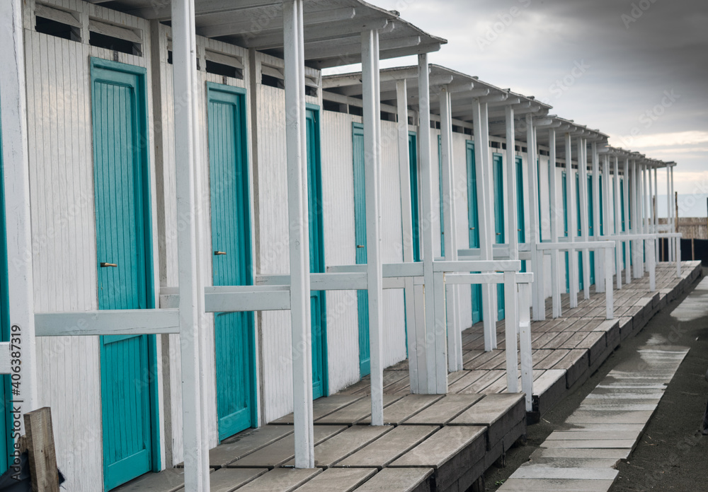 Naklejka premium cabins in winter