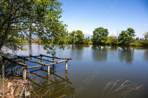 Beautifullake Azerbaijan outdoor. Early summer time. Caucasus photo