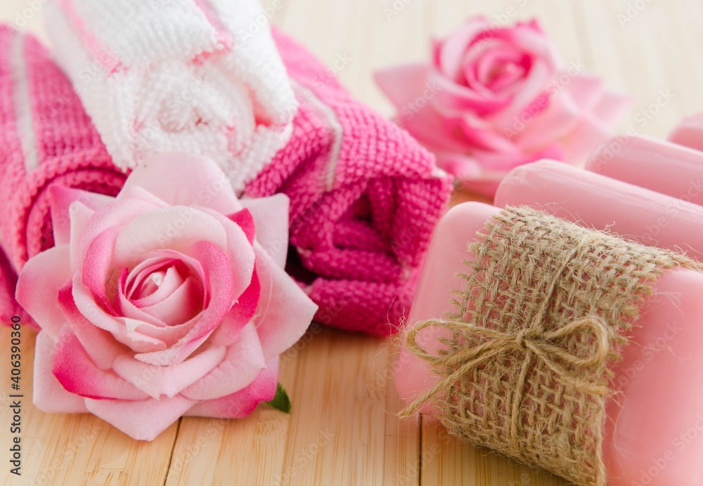 Healthy lifestyle concept with aromatic soaps Healthy lifestyle concept with aromatic soaps