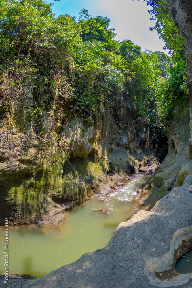 River flowing through jungle at the Hidden Canyon Beji Guwang River flowing through jungle at the Hidden Canyon Beji Guwang