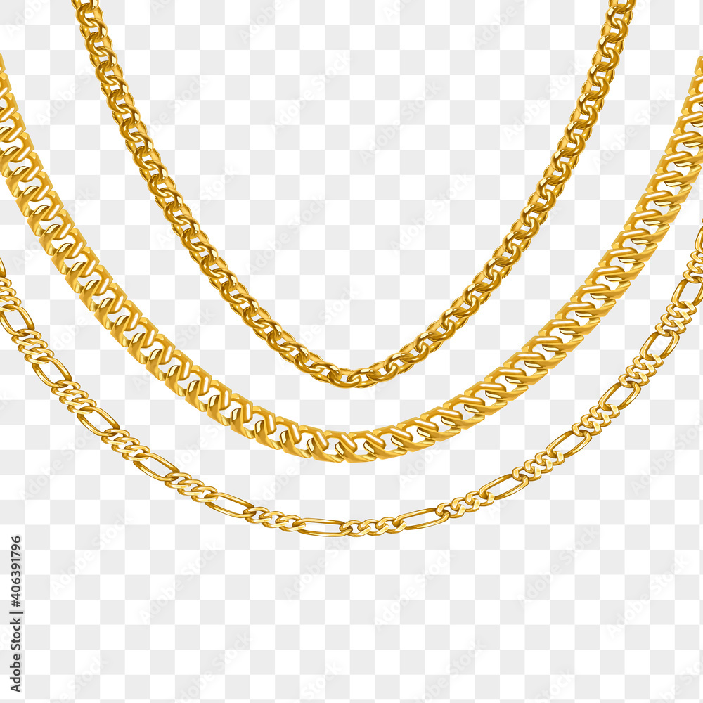 Gold chain isolated. Vector necklace Stock Vector | Adobe Stock