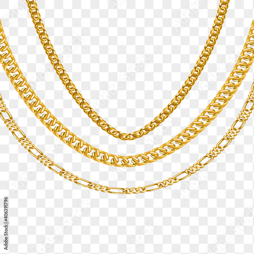 Gold chain isolated. Vector necklace