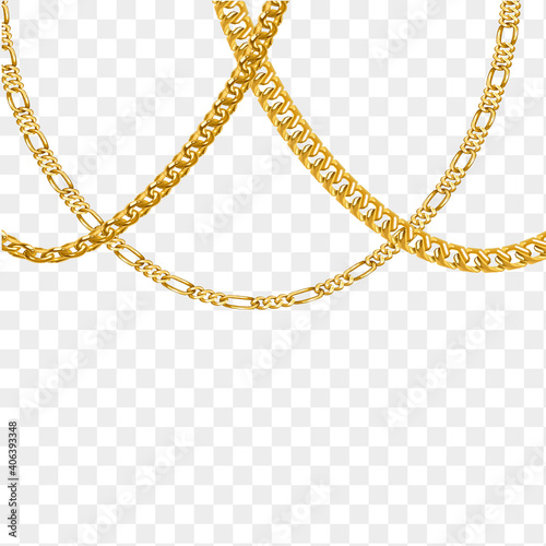 Gold chain isolated. Vector necklace