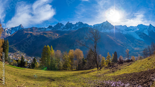 Mountain peaks and landscape in European alps