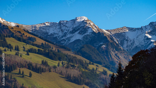 Mountain peaks and landscape in European alps