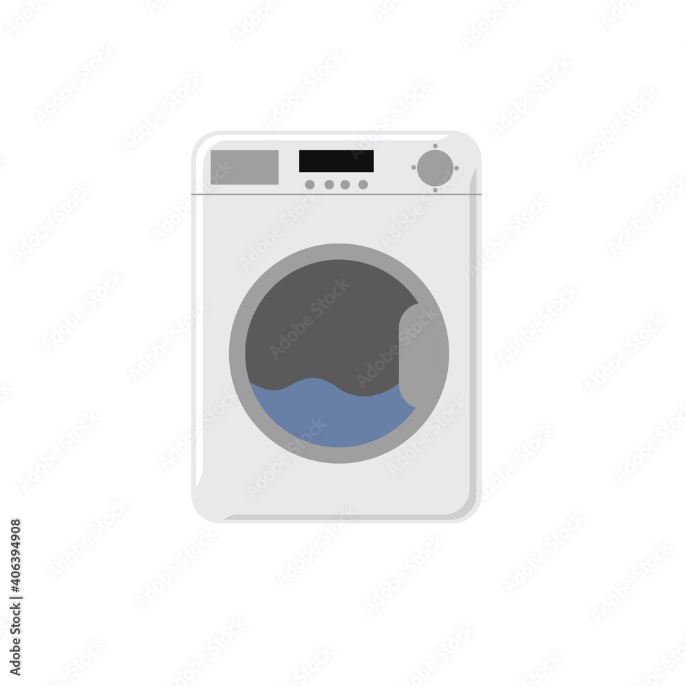 White washing machine in a flat style. isolated on white background. modern vector illustration