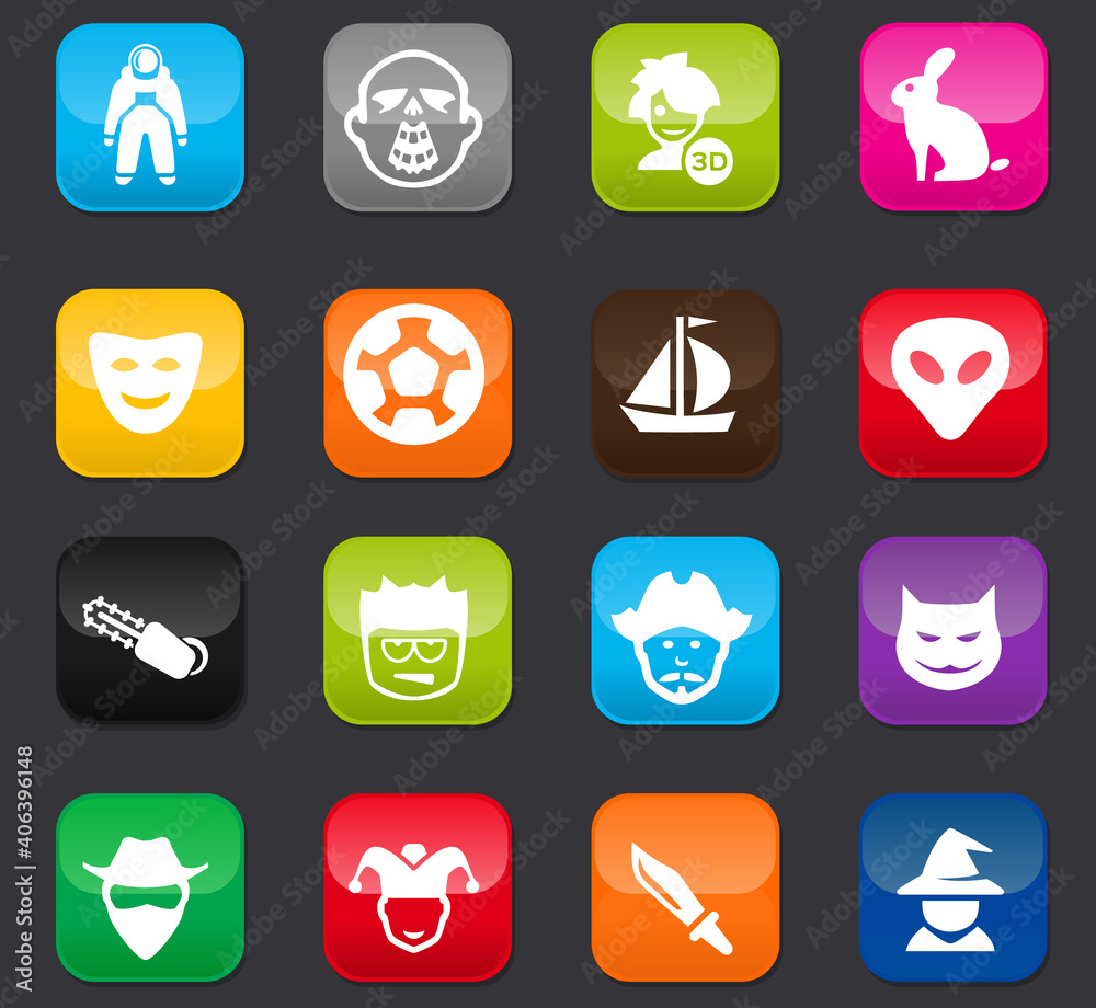 Genres of cinema icons set Genres of cinema icons set