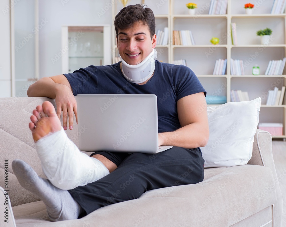 Man injured in car crash recovering at home from whiplash injury Man injured in car crash recovering at home from whiplash injury