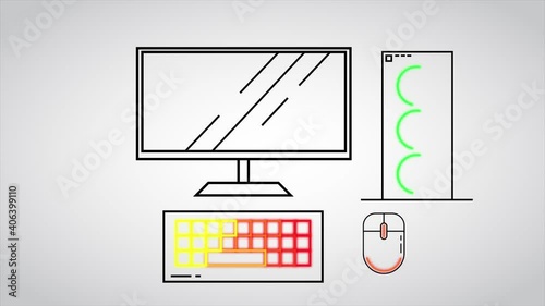 Gaming Computer Setup with RGB Lights Icons 4K